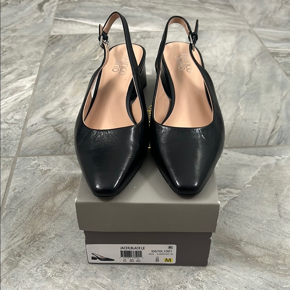 Franco Sarto Black Heels Elegant Slingback Design